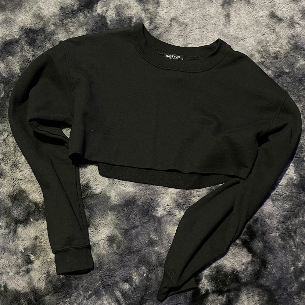 Nasty Gal Black Cropped Crewneck
